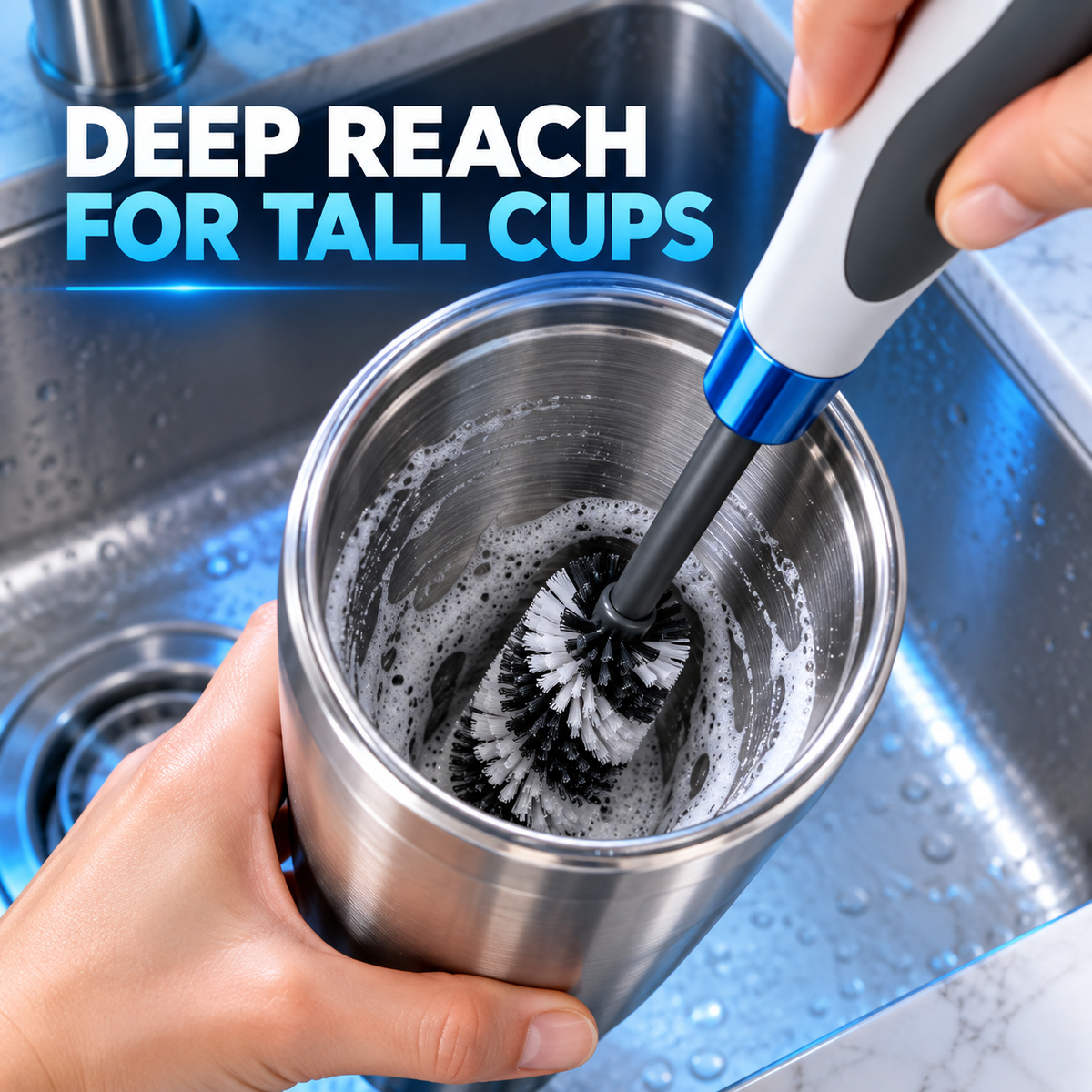 BEVVIER® BottleJet 360° Rotating Cup & Bottle Cleaning Brush