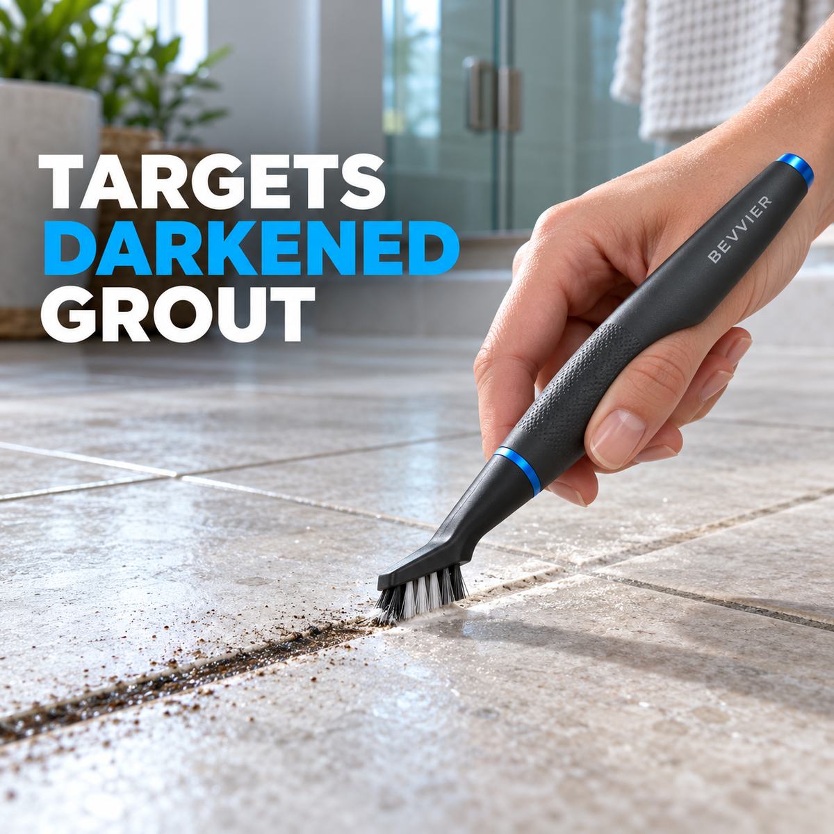 BEVVIER® GroutBright Precision Tile & Grout Cleaning Brush