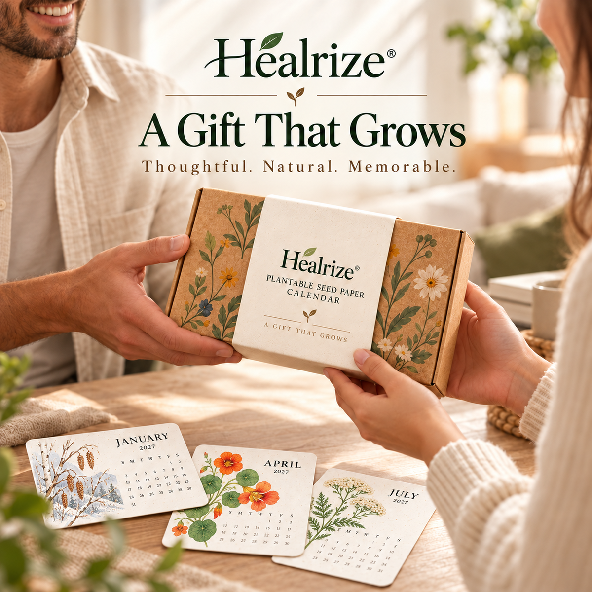 🌱 Official Store | Healrize® Plantable Seed Paper Calendar – 12 Months of Botanical Surprises, A Gift That Grows 🎁