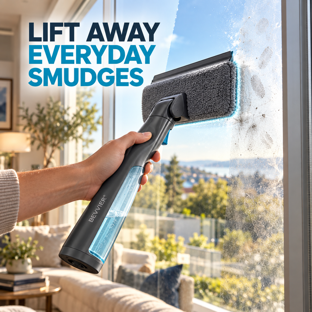 BEVVIER® GlassGlide 2-in-1 Spray Window Squeegee Cleaner