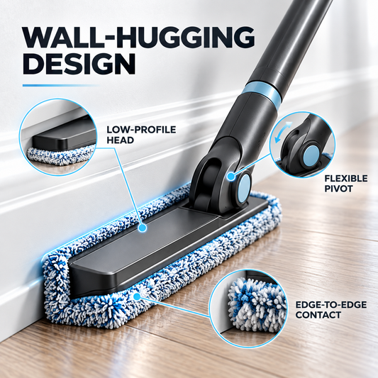 BEVVIER® Baseboard Glide Stand-Up Wall Edge Cleaning Tool