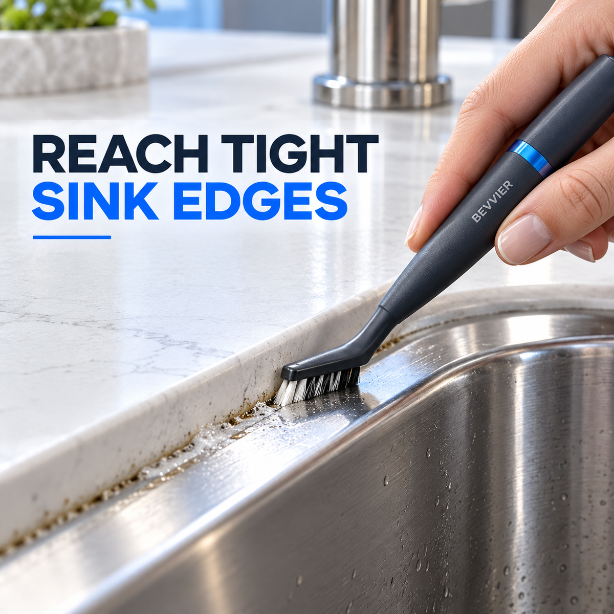 BEVVIER® GroutBright Precision Tile & Grout Cleaning Brush