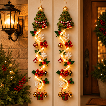 🎄 Last day! 49% OFF – ✨🎅MerryCascade™ Glowing Christmas Door Hanger🎁✨