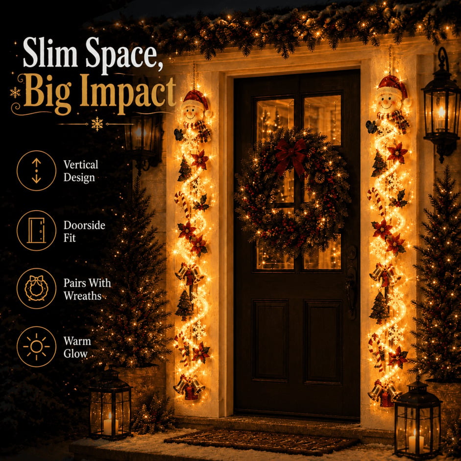 🎄 Last day! 49% OFF – ✨🎅MerryCascade™ Glowing Christmas Door Hanger🎁✨