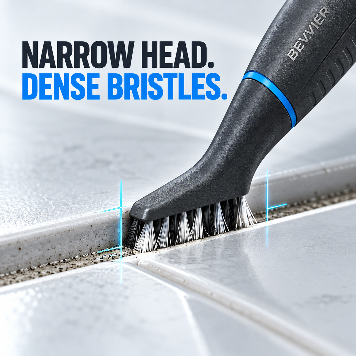 BEVVIER® GroutBright Precision Tile & Grout Cleaning Brush